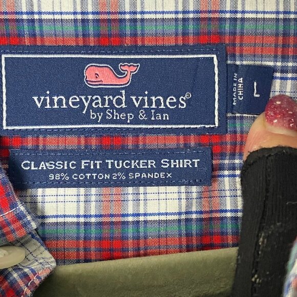Vineyard Vines Men Sz Large Cotton Blend Plaid Classic Fit Tucker Shirt - Picture 5 of 9